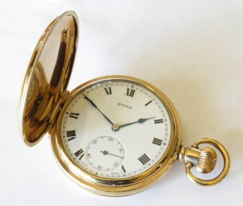 fig 1. Antique Cyma full hunter pocket watch, super condition