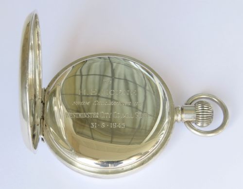 fig 2. 1941 silver J W Benson pocket watch