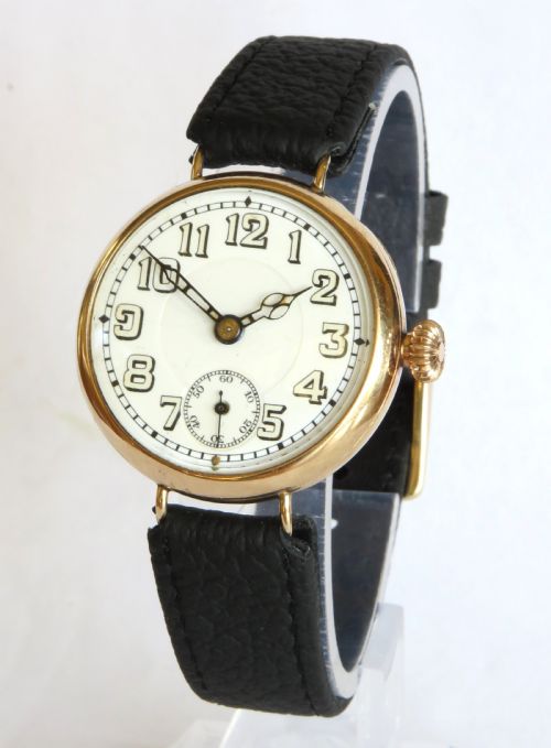 Gents 9ct Gold Béguelin Wrist Watch, Royal Marines, 1917