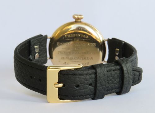 fig 4. Gents 9ct gold Béguelin wrist watch, Royal Marines, 1917