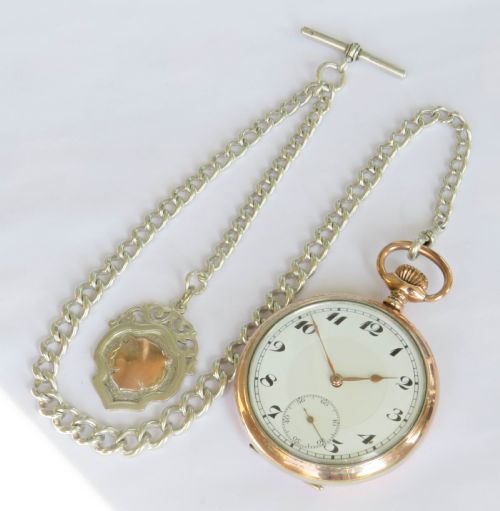fig 1. 1920s Junghans silver pocket watch and chain