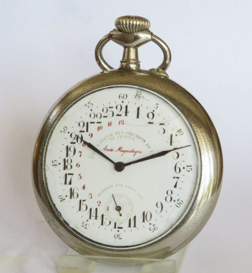 ANTIQUE 24 HOUR FRENCH RAILWAY REGULATOR WATCH