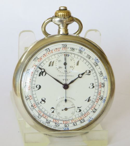 fig 1. Antique Cronometro Fix private label chronograph pocket watch