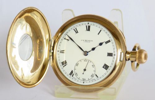 fig 1. Antique J W Benson half hunter pocket watch