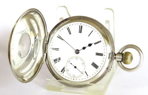 fig 1. Antique silver Rotherhams half hunter pocket watch