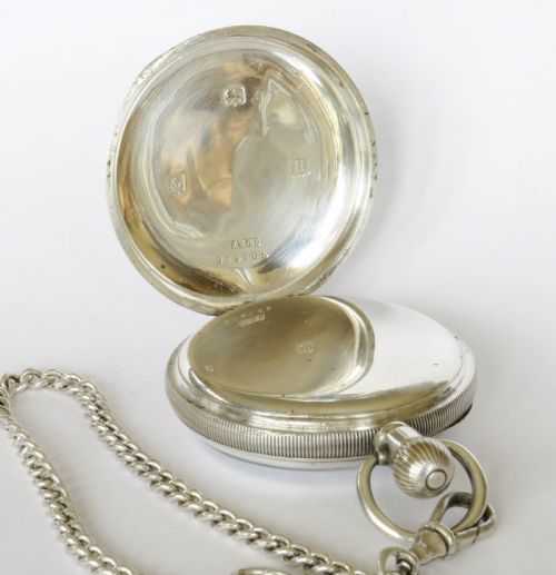 fig 2. Antique Selezi silver pocket watch and chain