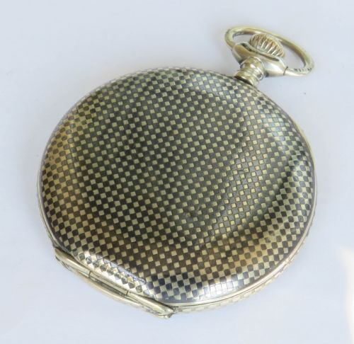 fig 1. Antique Helios niello-ware hunter pocket watch.
