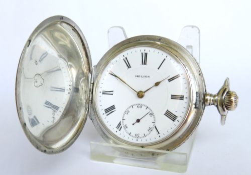 fig 2. Antique Helios niello-ware hunter pocket watch.