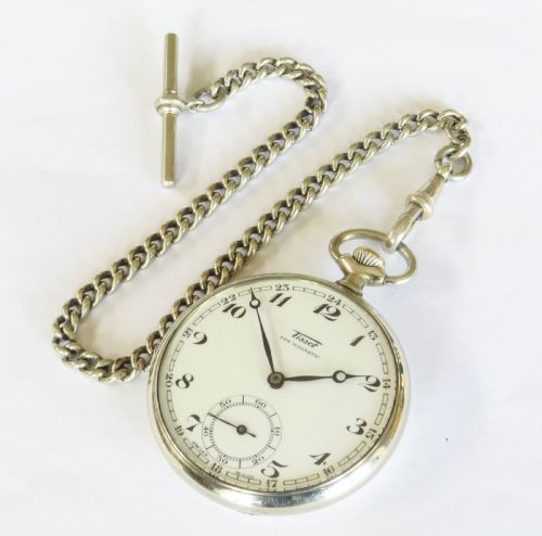 fig 1. 1930s Tissot pocket watch and chain