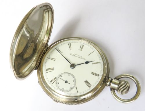 fig 1. Antique Waltham full hunter pocket watch, 1892