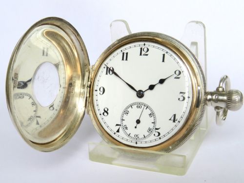 fig 1. Antique silver half hunter pocket watch, 1923