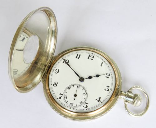 fig 2. Antique silver half hunter pocket watch, 1923