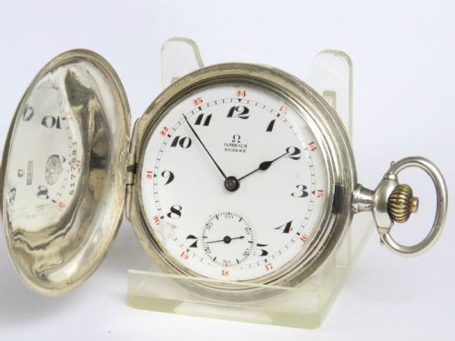 Antique Silver Omega Full Hunter Pocket Watch, 1925