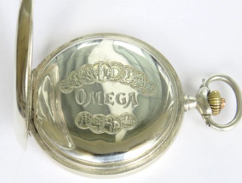 fig 2. Antique silver Omega full hunter pocket watch, 1925