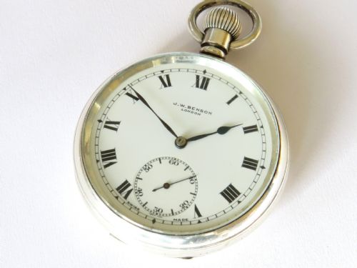 fig 2. Silver J W Benson pocket watch, 1918