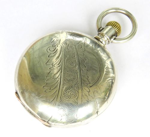 Antique Silver Elgin G M Wheeler Full Pocket Watch, C1890