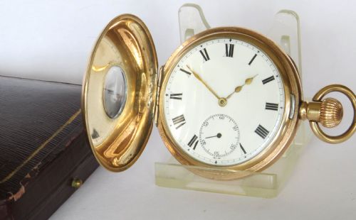 fig 1. Antique Moeris half hunter pocket watch