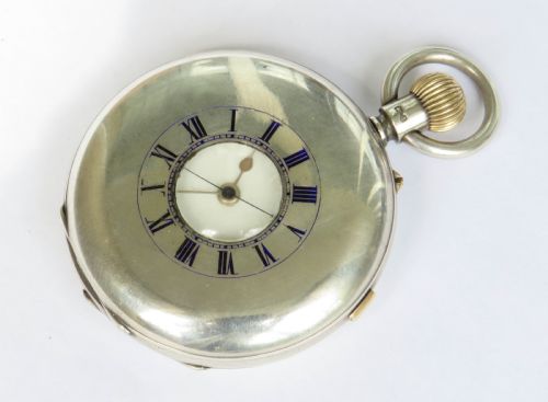 fig 1. Antique English silver half hunter centre seconds chronograph, 1904
