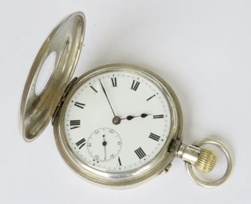 fig 1. Antique silver Wm Ehrhardt hunter pocket watch