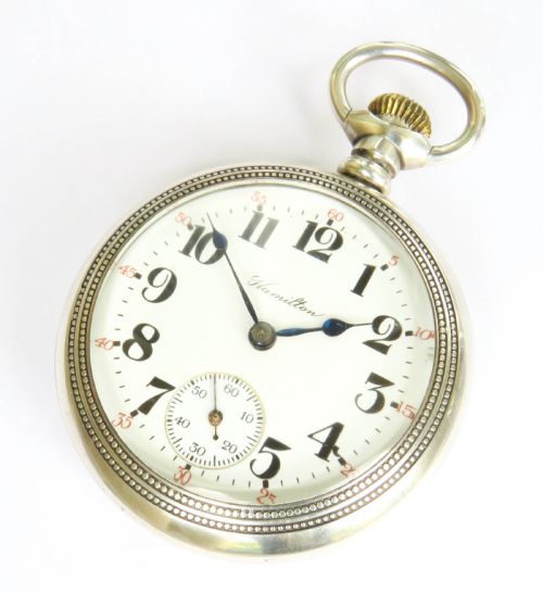 fig 1. Heavy antique silver Hamilton pocket watch, c1900