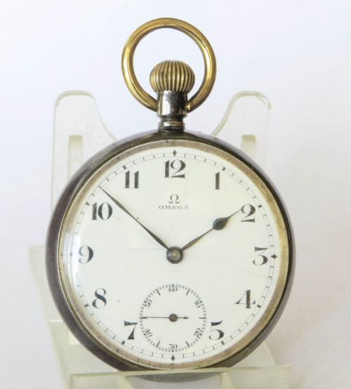 fig 1. Antique Omega gun metal pocket watch, 1912