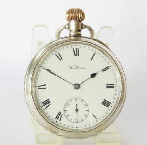 fig 1. Antique silver Waltham Marquis pocket watch, 1912, super condition
