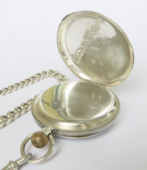 fig 2. Antique silver Waltham Envoy pocket watch and chain