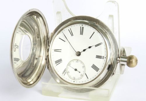 fig 2. Antique silver half hunter pocket watch, 1887