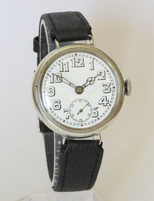 fig 1. Antique silver trench watch, 1918