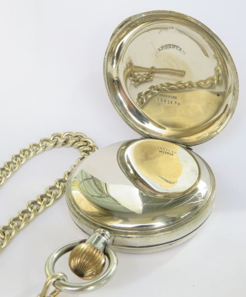 fig 1. Antique Doxa goliath pocket watch and chain