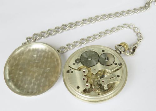 fig 2. 1930s silver Cyma pocket watch and chain