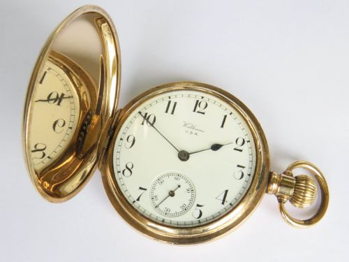 fig 1. Antique Waltham Traveler full hunter pocket watch