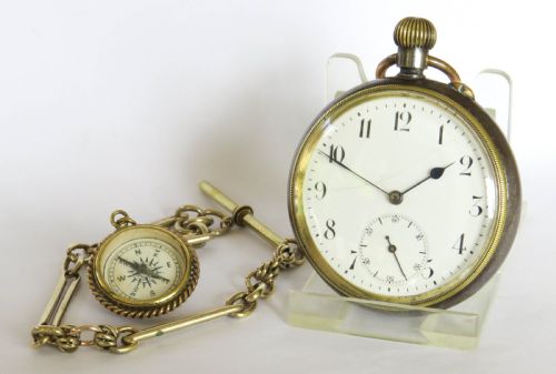 ANTIQUE STAUFFER CO IWC POCKET WATCH AND CHAIN - ADDITIONAL PHOTO 1
