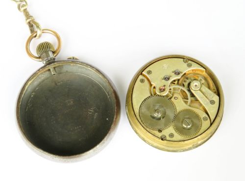 ANTIQUE STAUFFER CO IWC POCKET WATCH AND CHAIN - ADDITIONAL PHOTO 2