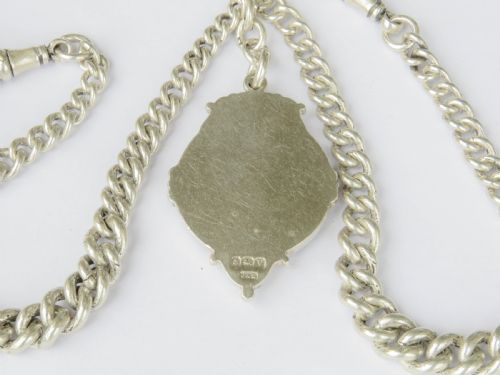 ANTIQUE SILVER DOUBLE WATCH CHAIN VESTA - ADDITIONAL PHOTO 2