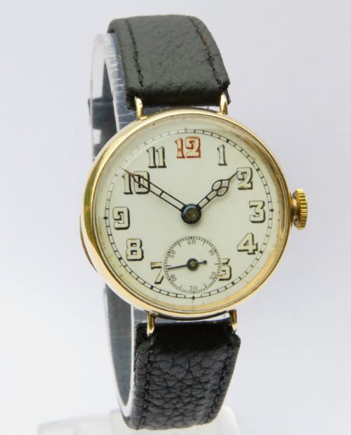 ANTIQUE 9CT GOLD TRENCH WATCH ROTHERHAMS 1922 - ADDITIONAL PHOTO 1