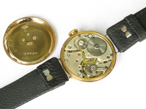 ANTIQUE 9CT GOLD TRENCH WATCH ROTHERHAMS 1922 - ADDITIONAL PHOTO 2