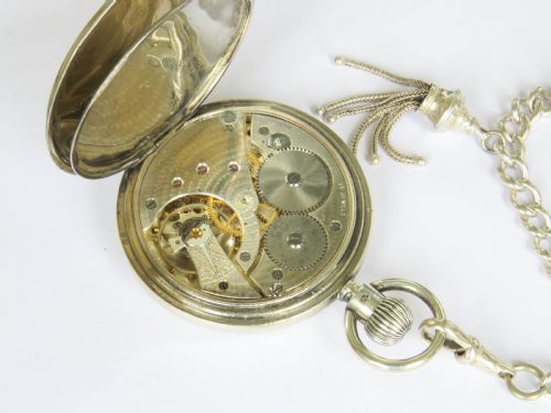 ANTIQUE SILVER JAS WADSWORTH POCKET WATCH CHAIN - ADDITIONAL PHOTO 5