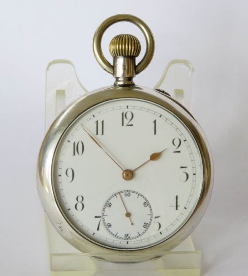 fig 1. Antique silver Stauffer & Co IWC pocket watch