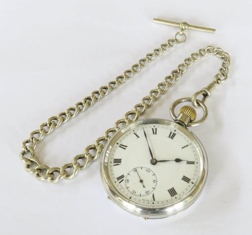 1930S DOXA POCKET WATCH AND CHAIN - ADDITIONAL PHOTO 1