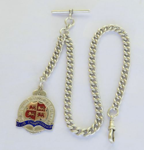 Victorian Silver Watch Chain and Table Tennis Fob