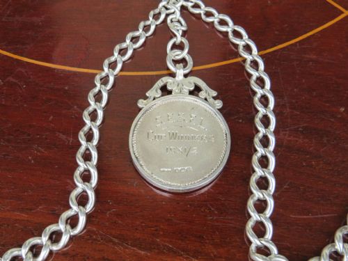 ANTIQUE SILVER DOUBLE WATCH CHAIN AND FOB - ADDITIONAL PHOTO 2