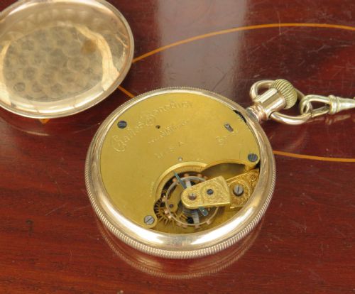 fig 2. Antique Waterbury Watch Co pocket watch & chain
