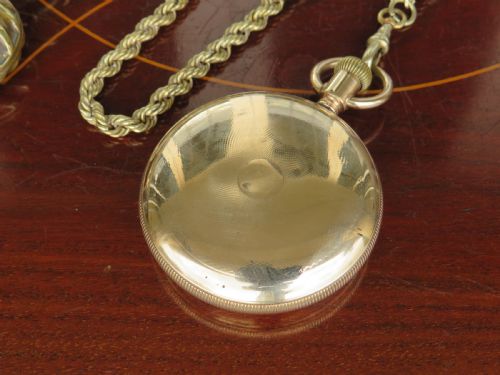 fig 3. Antique Waterbury Watch Co pocket watch & chain