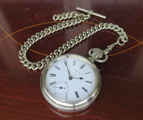fig 1. Antique Waltham Bond Street pocket watch & chain