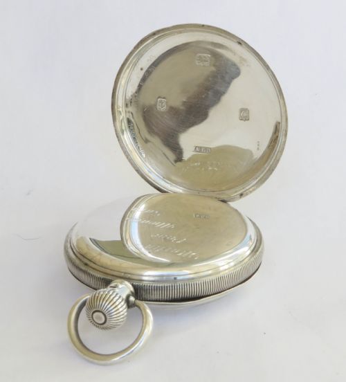 fig 3. Antique Silver Revue Prima Pocket Watch & Chain