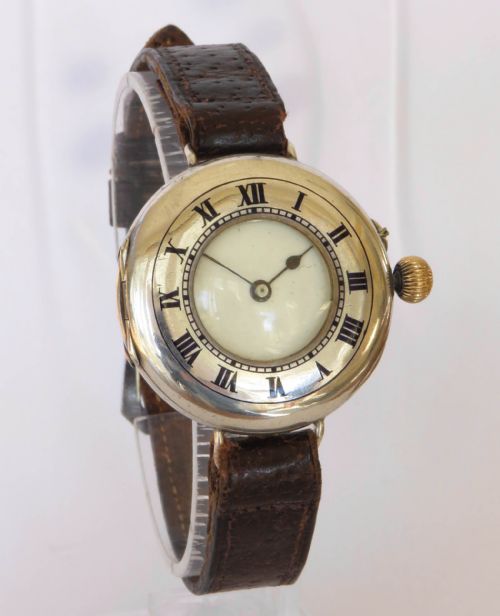 fig 1. Antique silver Stauffer trench watch