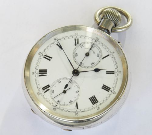 fig 1. Antique silver Stauffer chronograph pocket watch