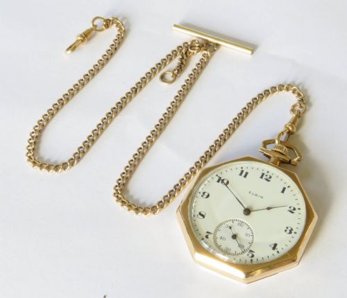 fig 1. 1919 Elgin pocket watch and chain