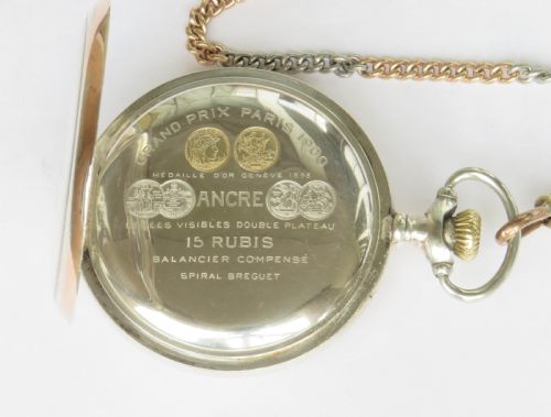 fig 2. Antique silver Zenith pocket watch and chain